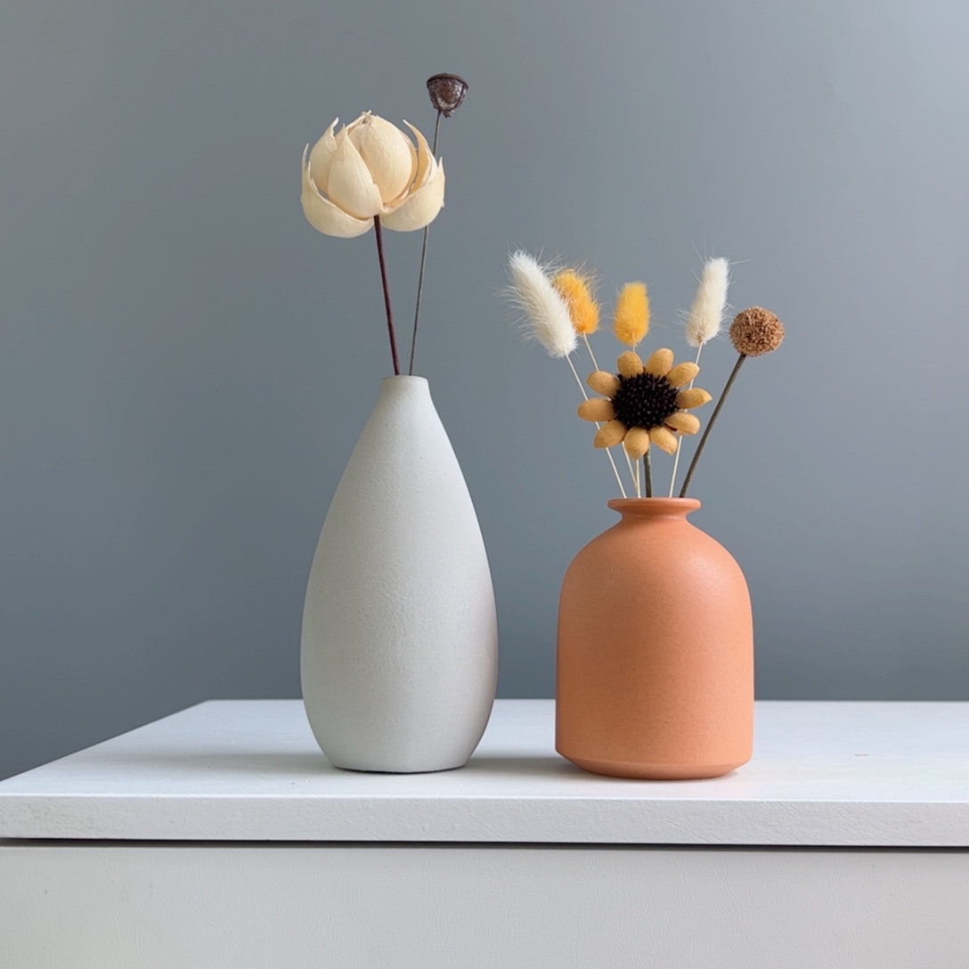 摆件陶瓷小花瓶摆件含花总高约20-30cm