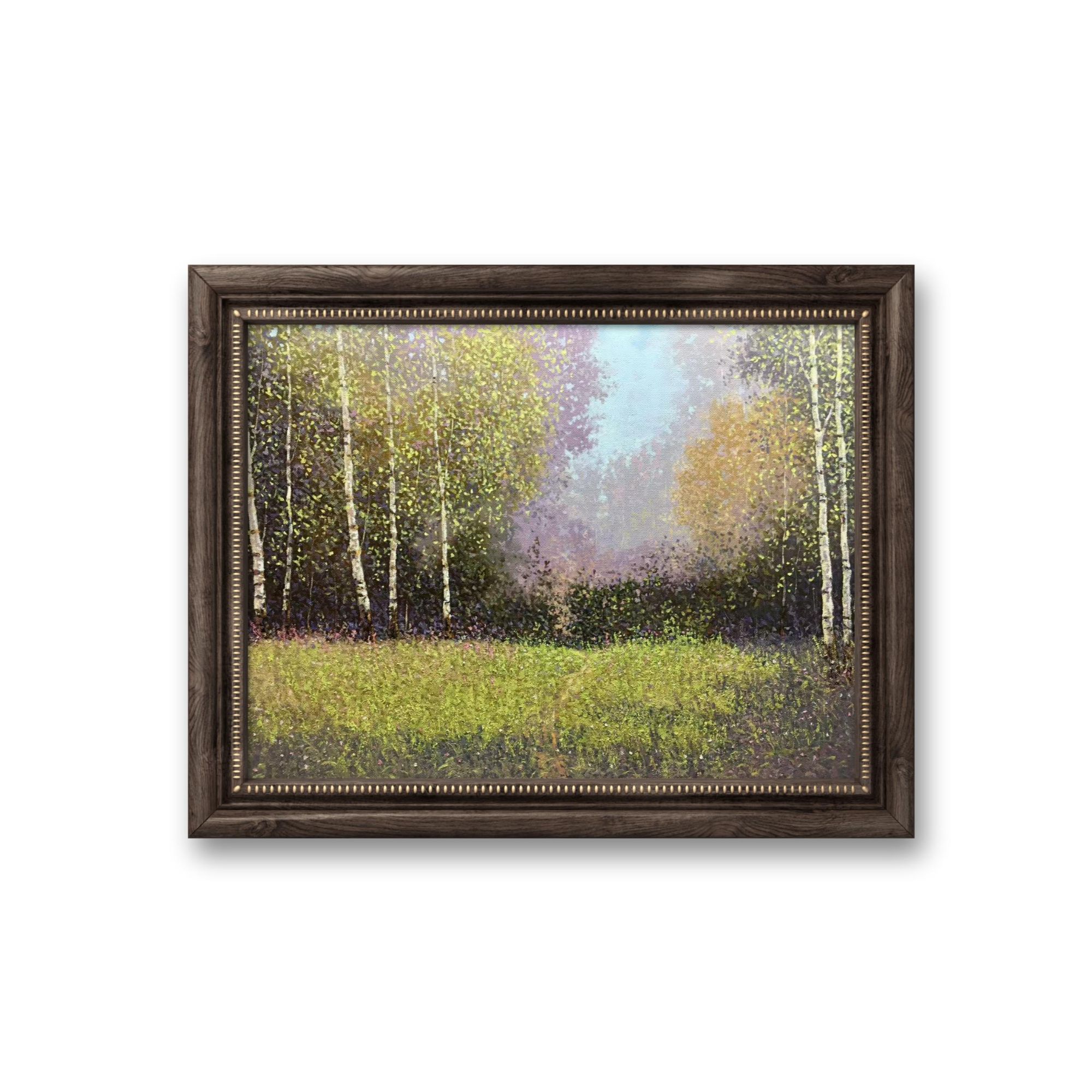 俄罗斯原创手绘油画《白桦之光》60*80cm 2024年书房卧室客厅