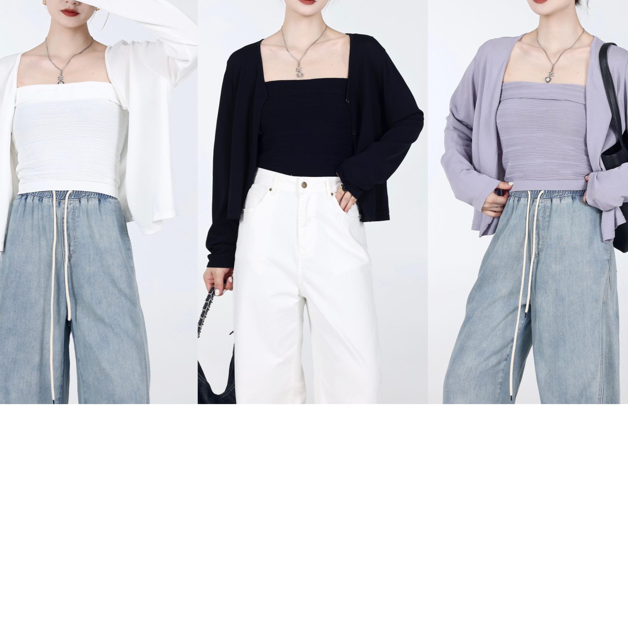 QC李潇洒【完结情诗】微胖大码女早秋针织抹胸开衫两件套ZY405K37/8