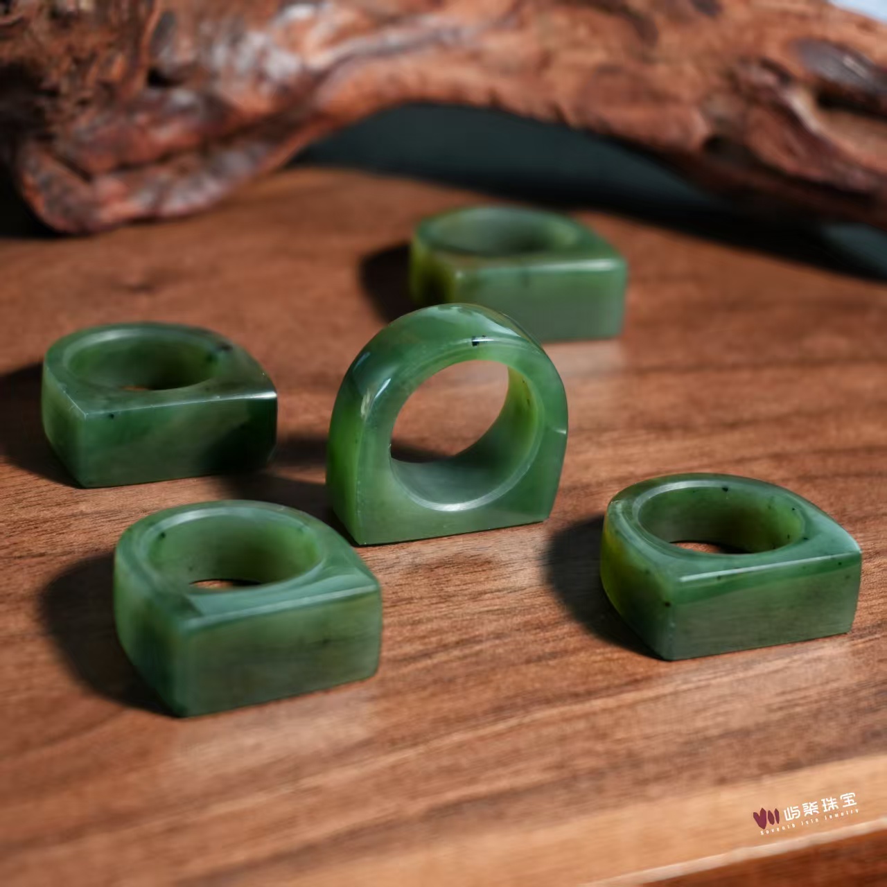 D505|羡青山| 和田玉未镶嵌 碧玉马鞍戒指多样性发一