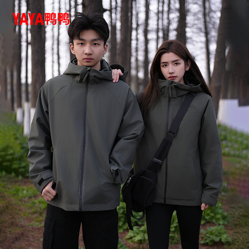 YAYA/鸭鸭【90鹅绒+34g充绒量】工装羽绒服情侣运动户外男女同款潮