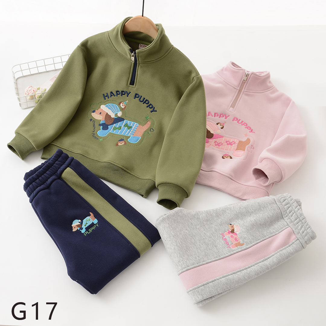 G17加绒卡通重工刺绣儿童套装