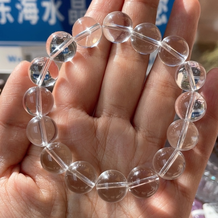 水晶手串未镶嵌纯净体白水晶双A