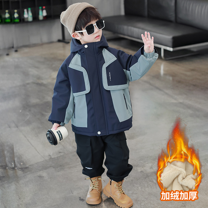 【热推爆款】男童派克服外套秋冬款新款儿童洋气男冬季加绒加厚3988