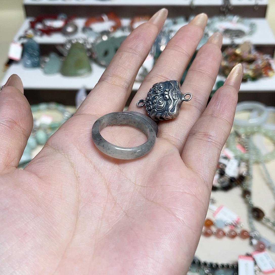 足银皮质20号戒指乌鸡戒指不含银配件
