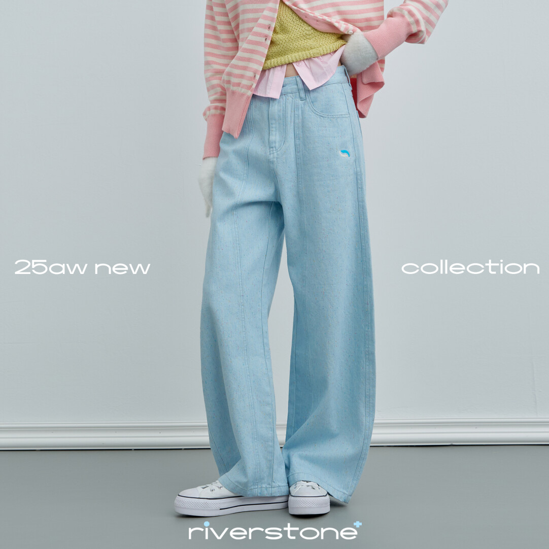 riverstone plus 彩色点点廓形休闲牛仔裤女秋季浅色百搭阔腿裤