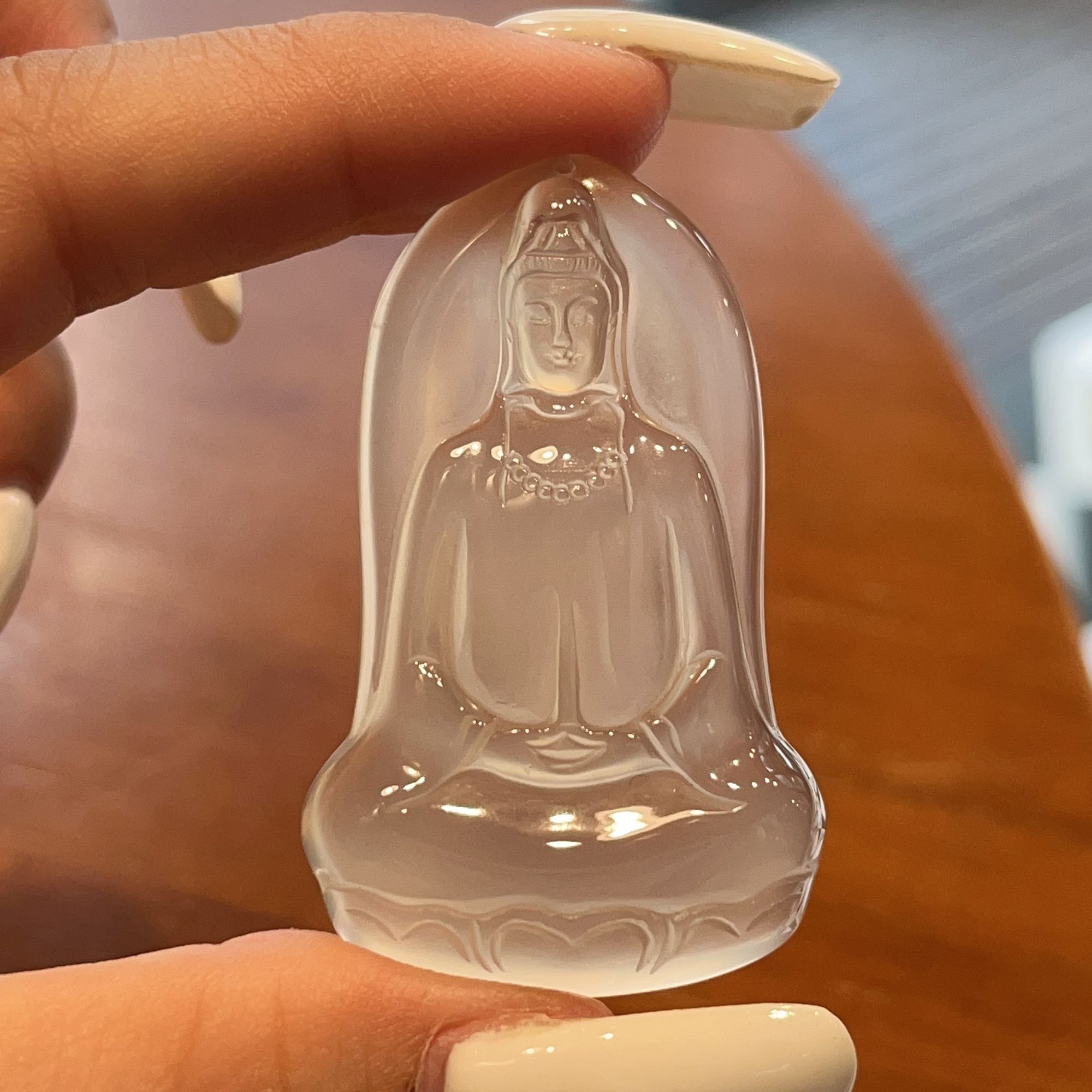 《保平安》正品素衣观音玛瑙玉髓高品质观音吊坠手工雕刻艺术收藏