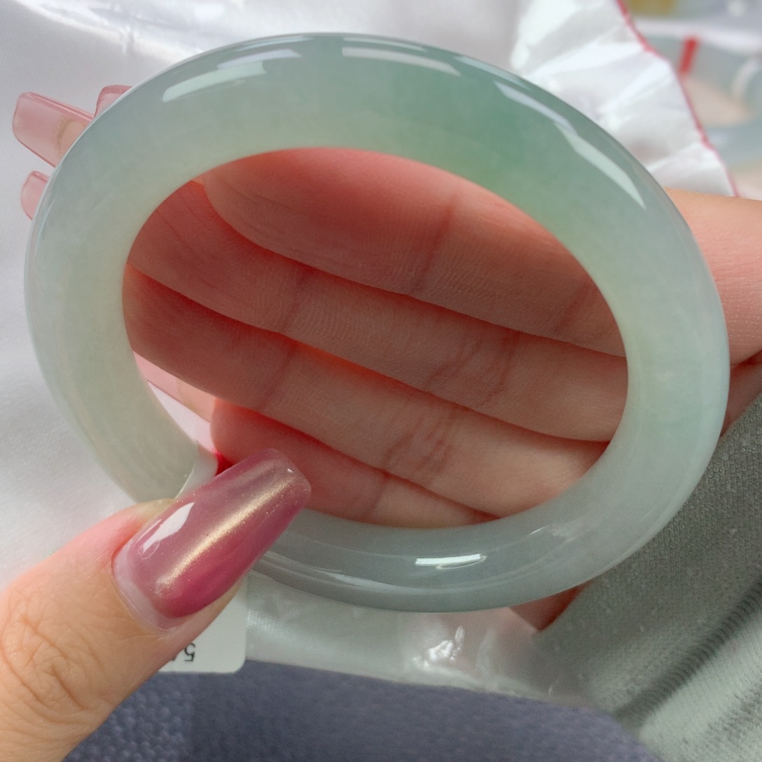 翡翠手镯未镶嵌缅甸天然翡翠A货54.7