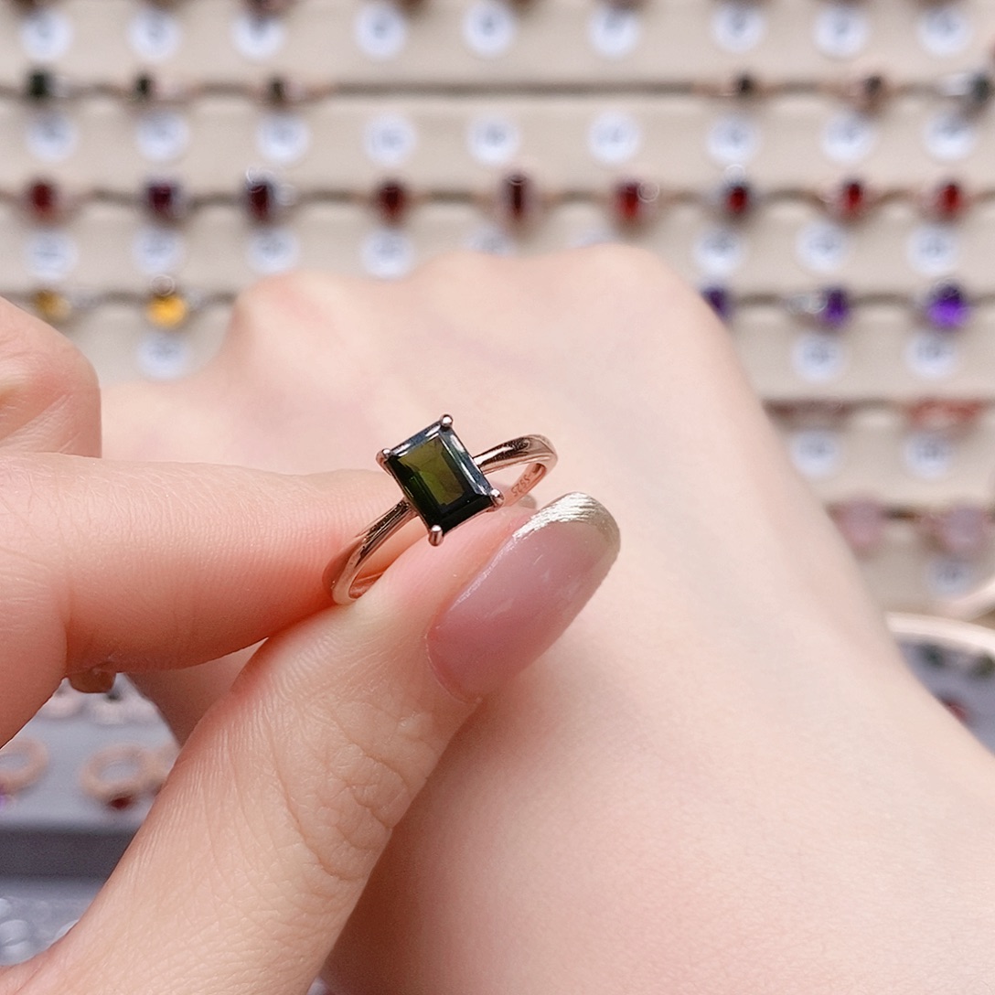 碧玺戒指银S925镶嵌戒指