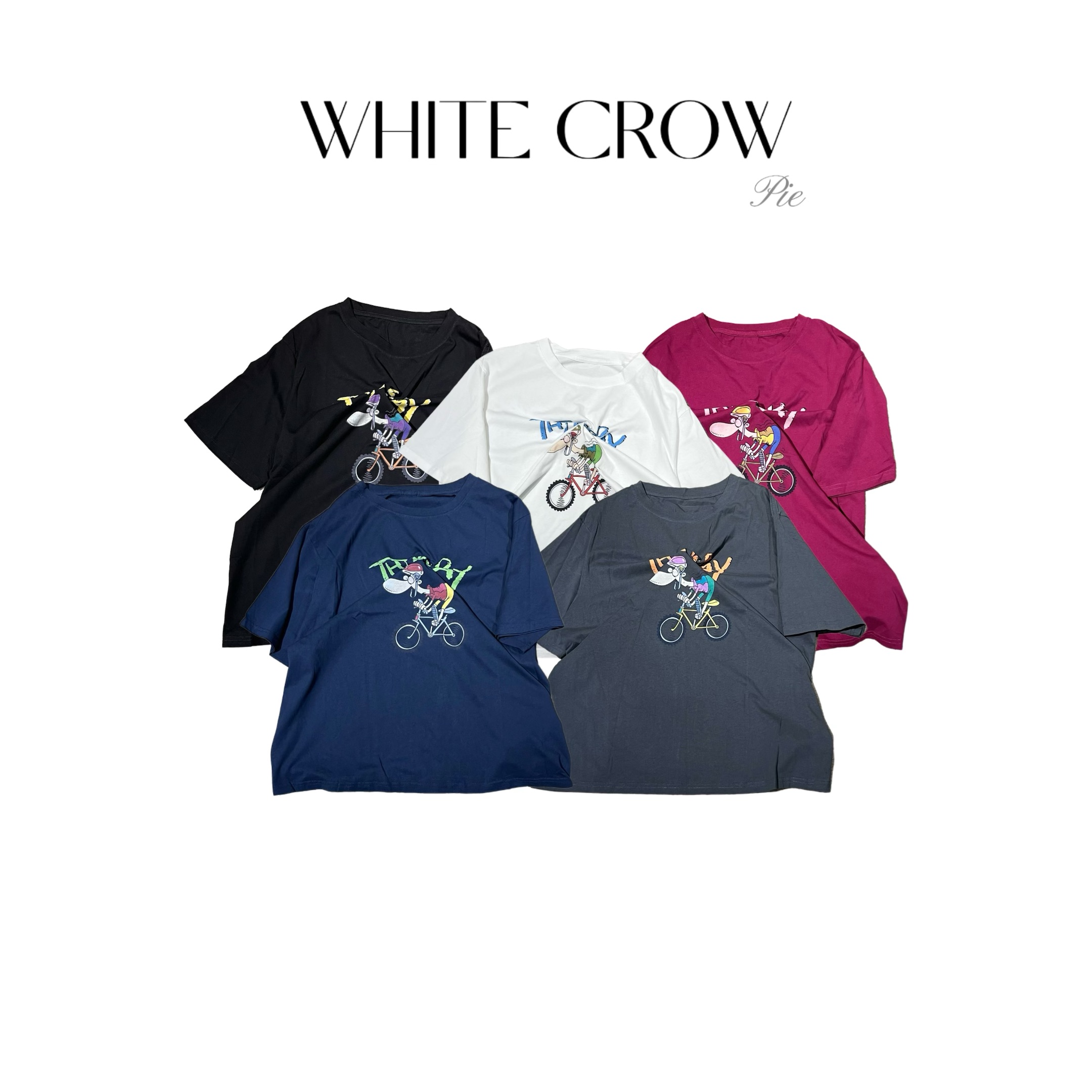 白乌鸦【快乐骑行】短袖T恤夏季上新10037