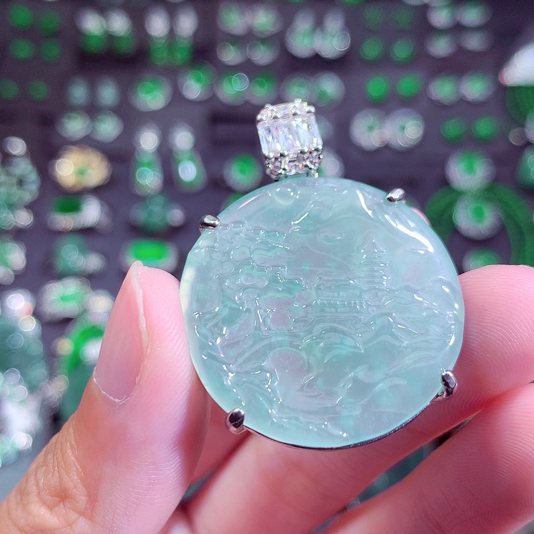 翡翠未镶嵌颈饰天然