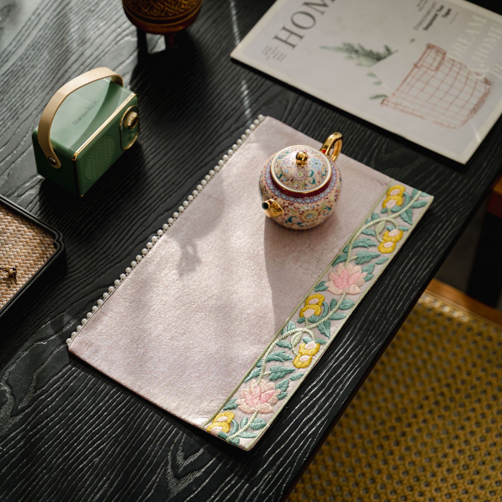 绣荷珠畔干泡茶席-紫蔓茶席茶周边