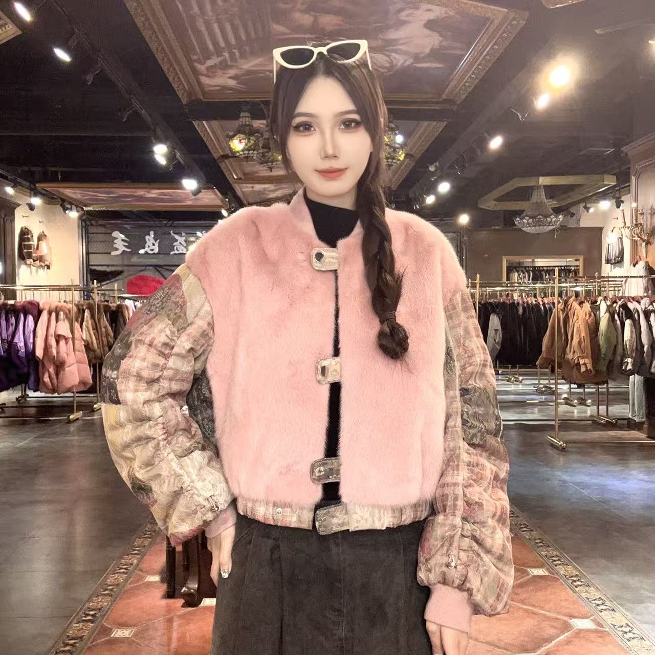 【CC 81017-E】2025新款时尚百搭洋气鹅绒服配水貂皮草外套