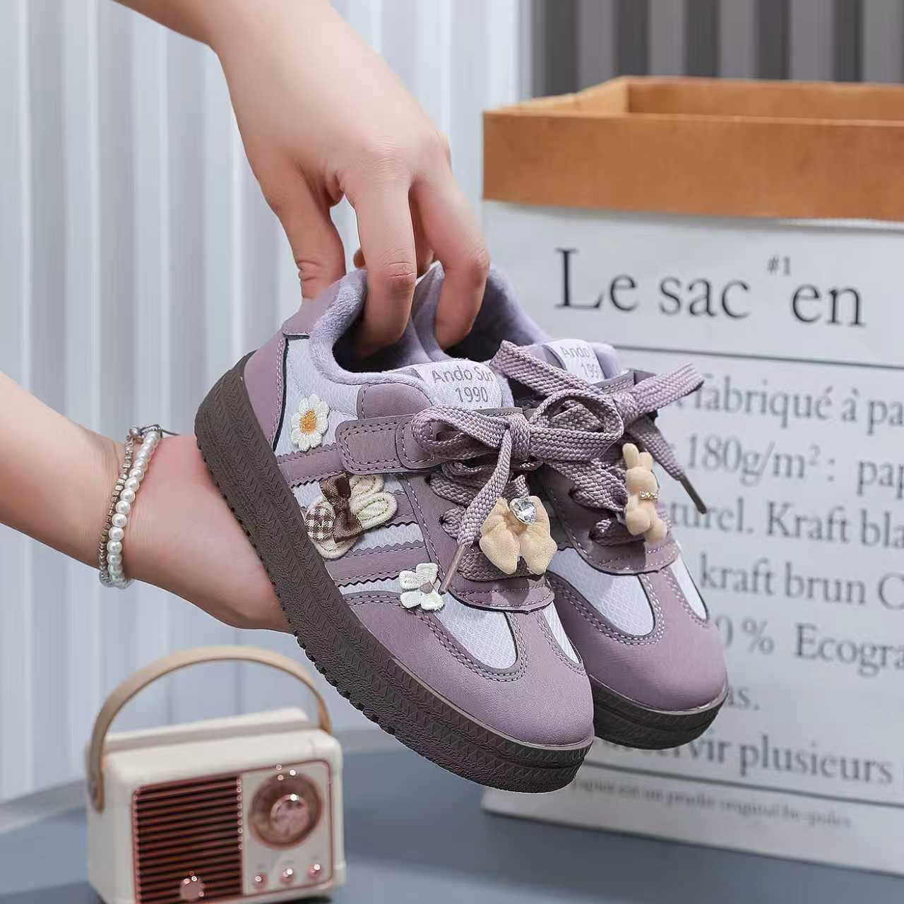 儿童体训鞋2621秋冬棉鞋新款皮面校园休闲舒适百搭运动德训鞋②区