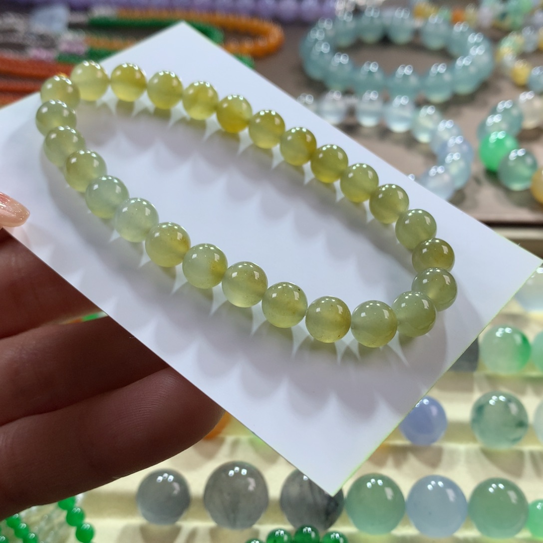 翡翠手链未镶嵌特色冰黄卡7