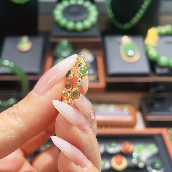 和田玉银S925镀金镶嵌戒指