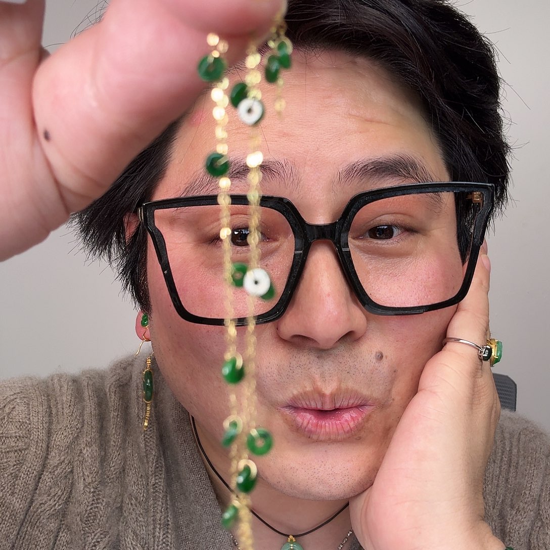 翡翠18K金镶嵌颈饰一件