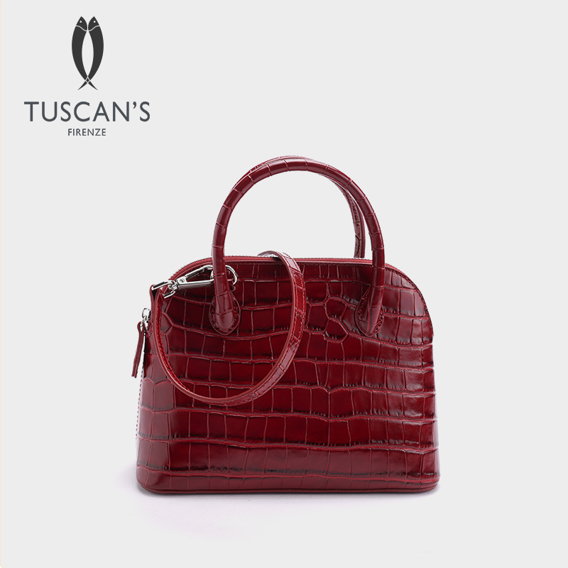 TUSCAN'S真皮牛皮保龄球包手提包女士通勤百搭单肩包时代双鱼