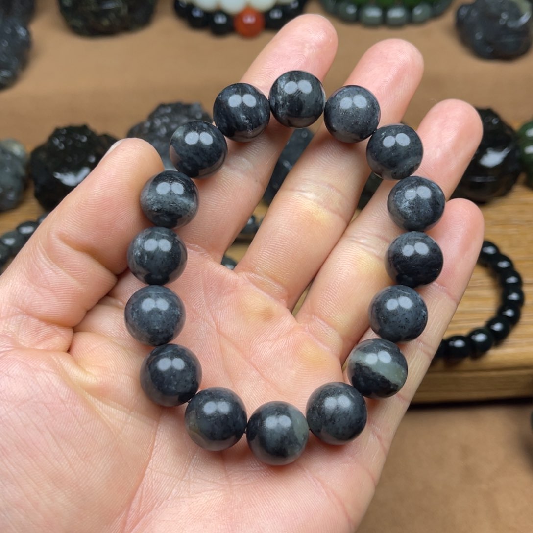 和田玉和田玉手串14mm珠未镶嵌