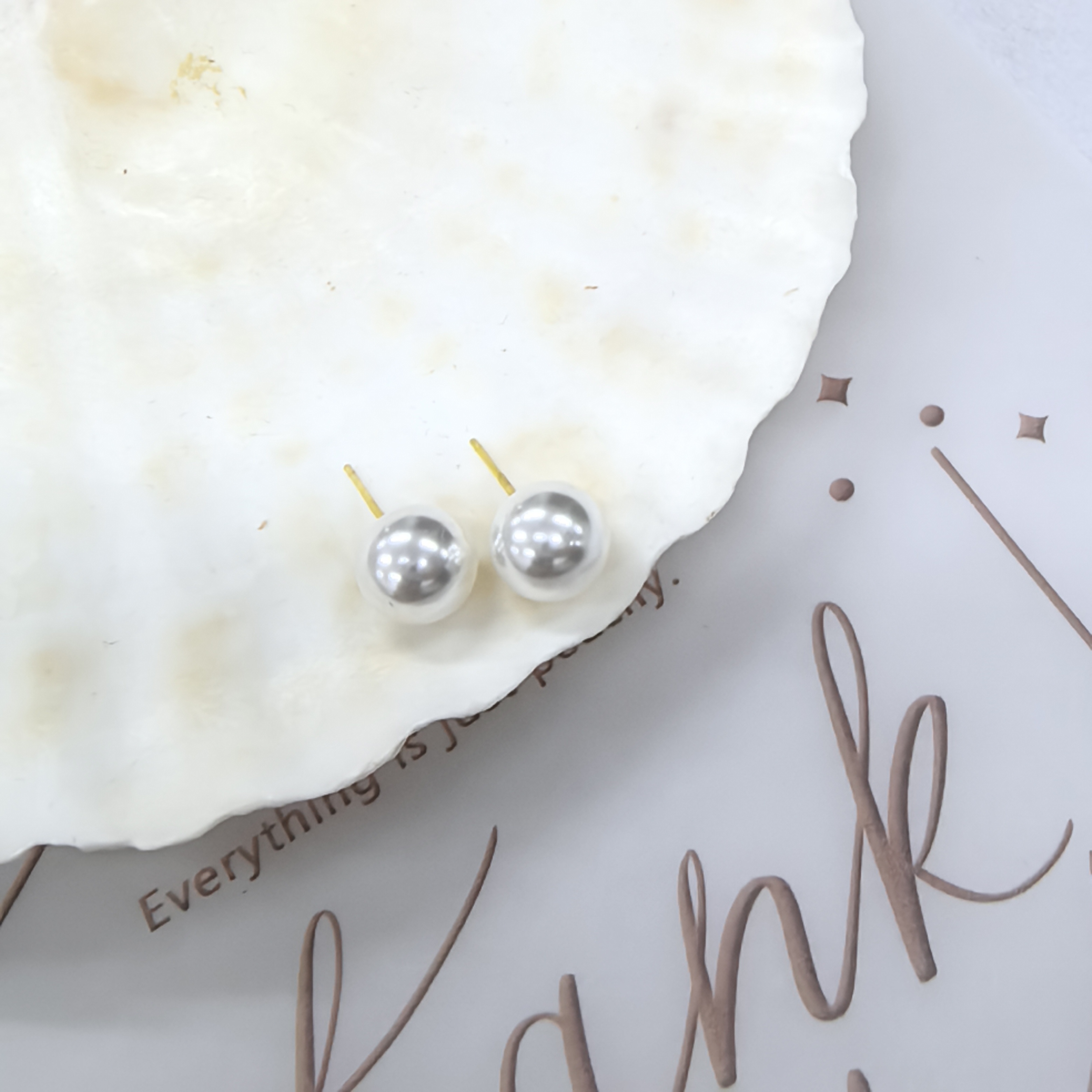 925银仿珍珠耳饰 S925银针7-8mm白色经典百搭素耳钉气质贝珠