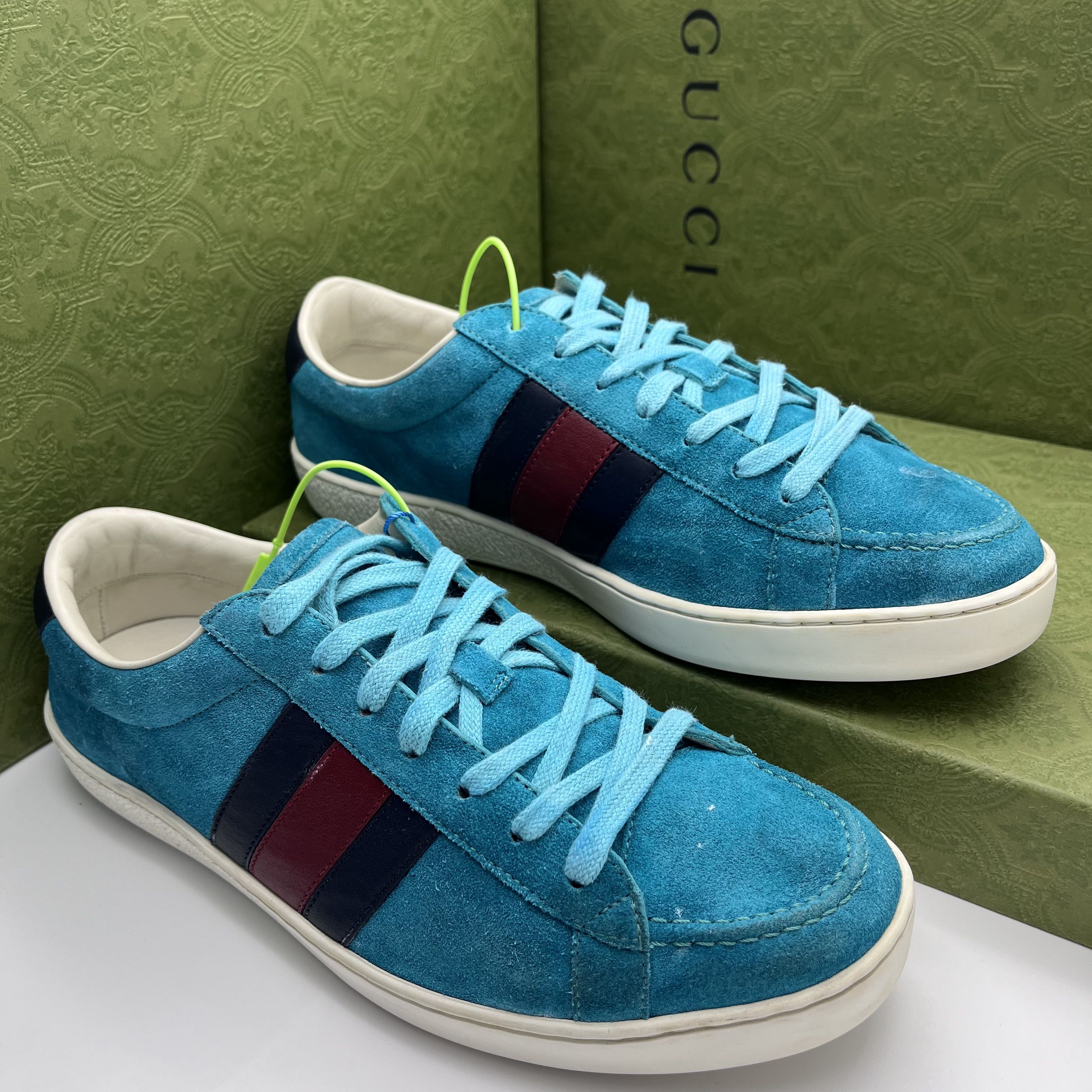 95新 GUCCI/古驰 湖水蓝色经典时尚低帮板鞋(福利款）/40.5欧码