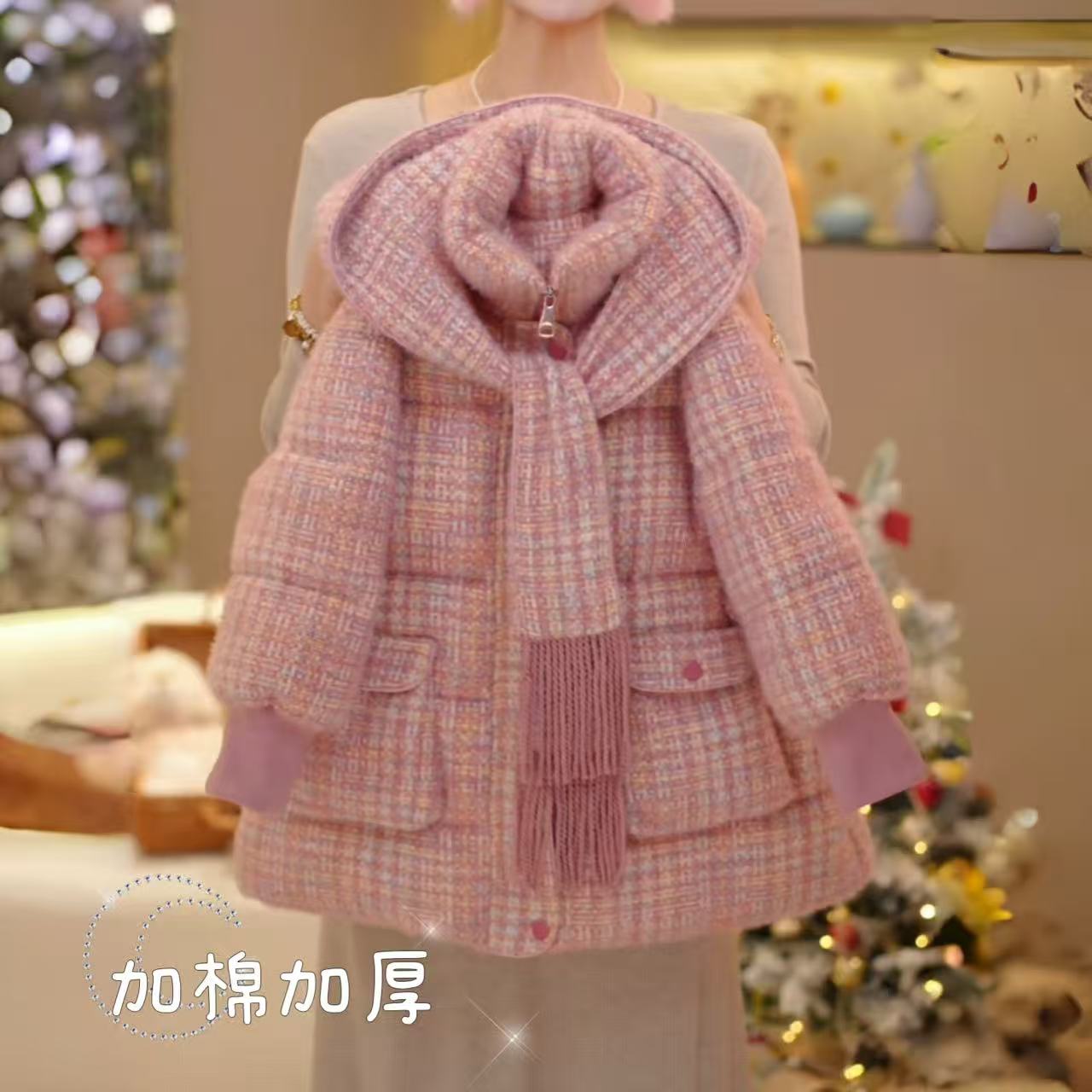 女童棉服2025冬季韩版新款可爱风百搭保暖加厚格子外套6020