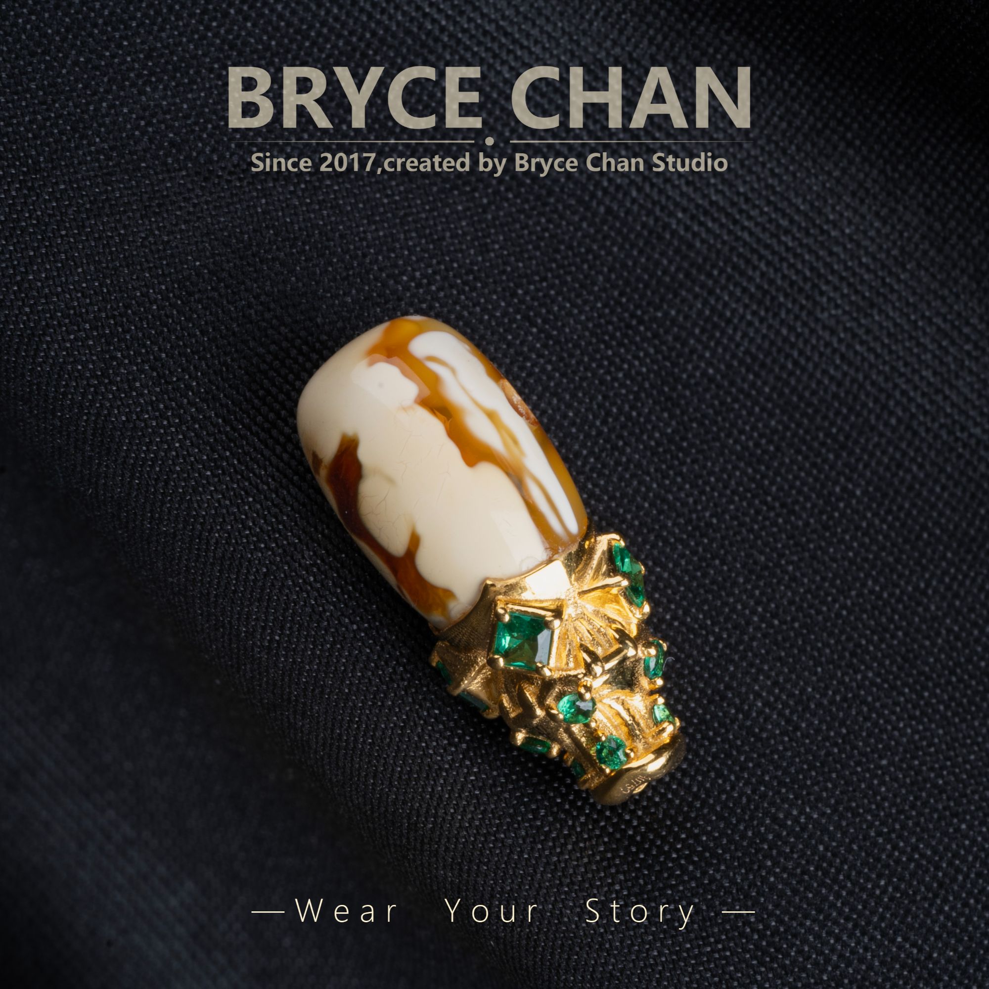 【耀今·红白闪电溶洞18K金三通】（8对孔*8*20mm）精工高端蜜蜡三通