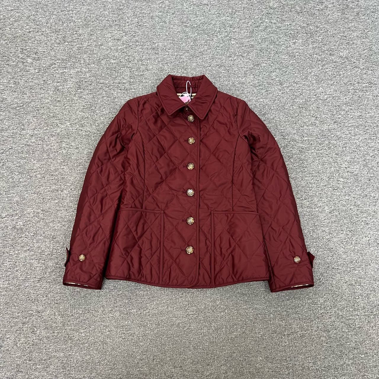 99新 BURBERRY/博柏利 Burberry 白标酒红色棉服s码
