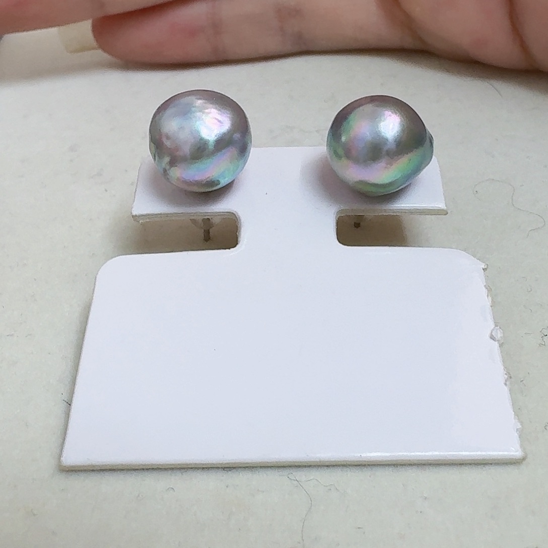 海水珍珠耳饰银S925镶嵌