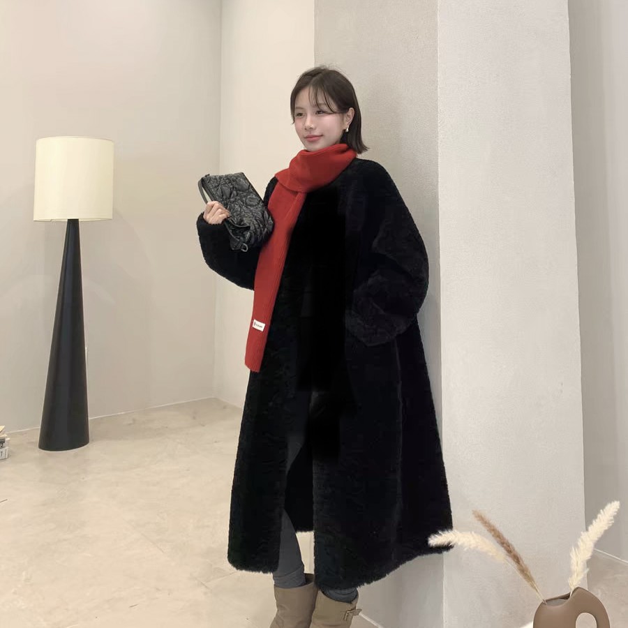 毛大衣女长款过膝宽松环保皮草毛绒外套冬