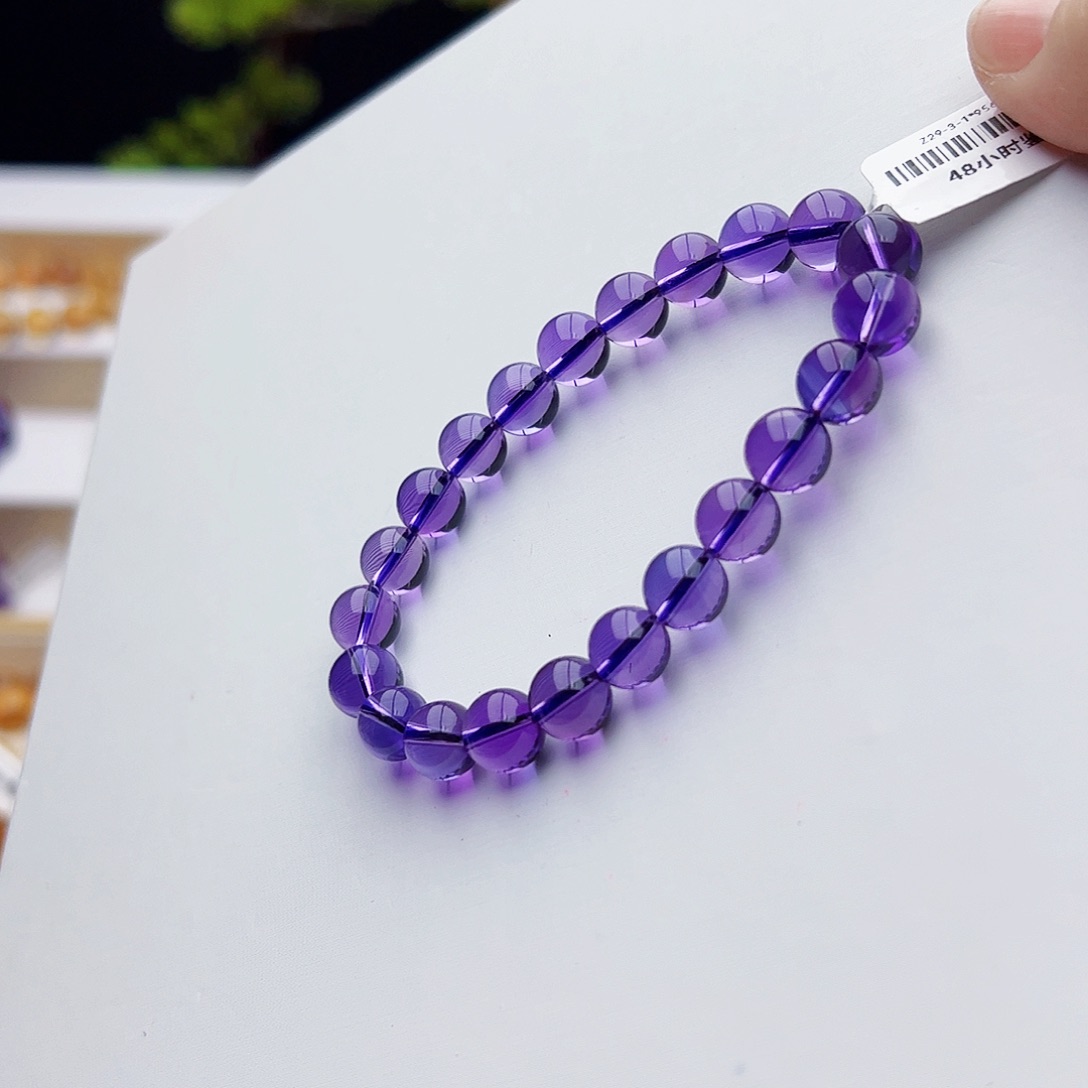 金***人水晶手链未镶嵌紫水晶8.5mm19.6