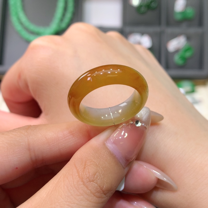 【闪购商品】翡翠戒指未镶嵌18号纯天然冰红黄翡