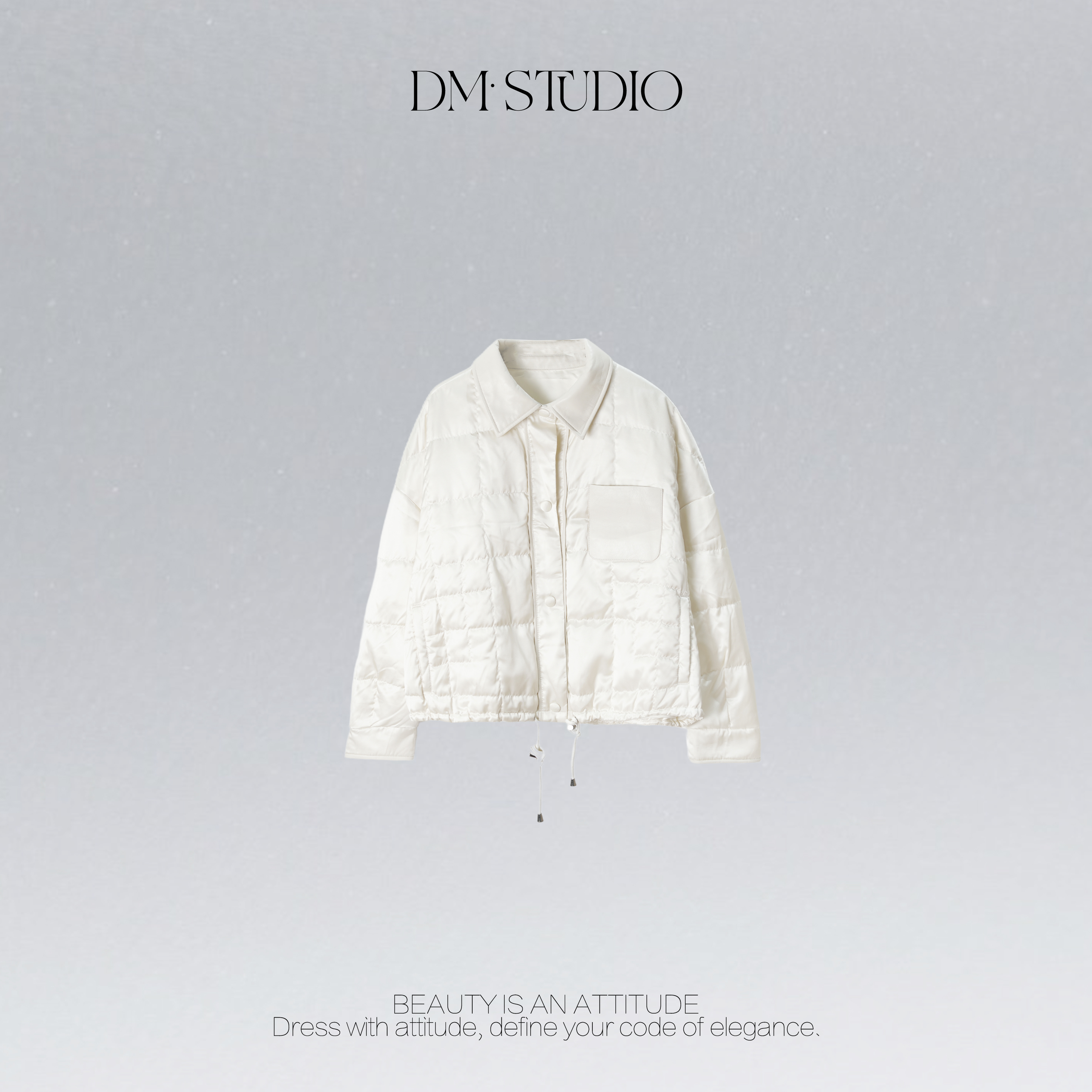 DEDM•STUDIO/冬季静奢感重磅翻皮领抽绳白鹅绒服2506YRF/28162