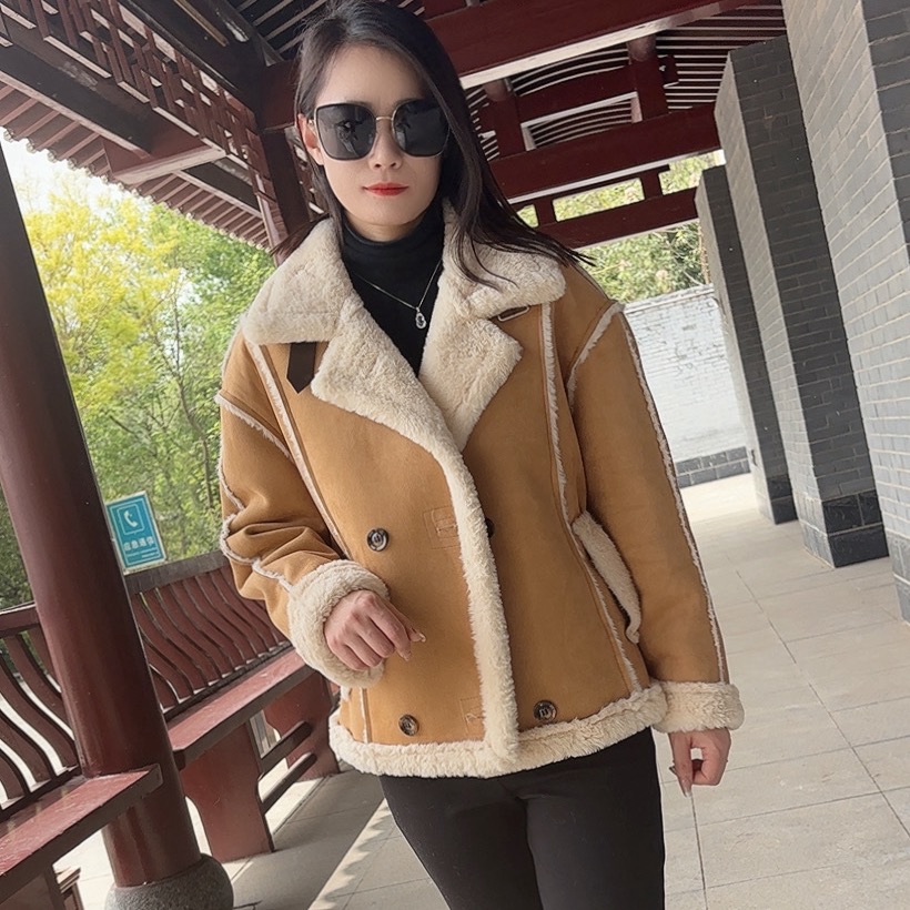 1651新款短外套秋冬保暖加绒皮毛机车服休闲毛毛外套