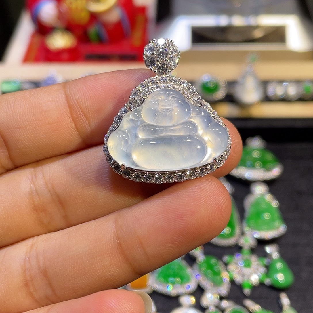 翡翠银S925镶嵌吊坠(不含链)