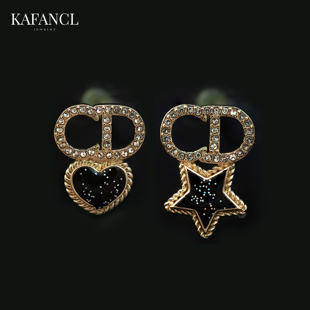 925银针 镀K金 字母不对称耳钉高级感小众饰品ZF-A700