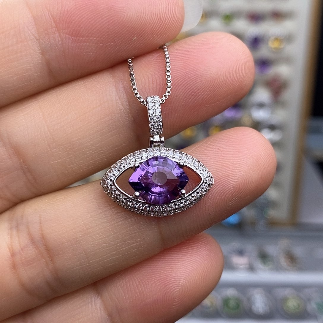 吊坠(不含链)银S925镶嵌紫晶不含证书