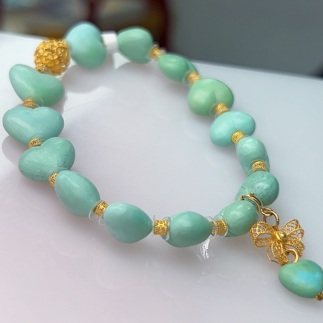 绿松石珠宝奇石18K金镶嵌