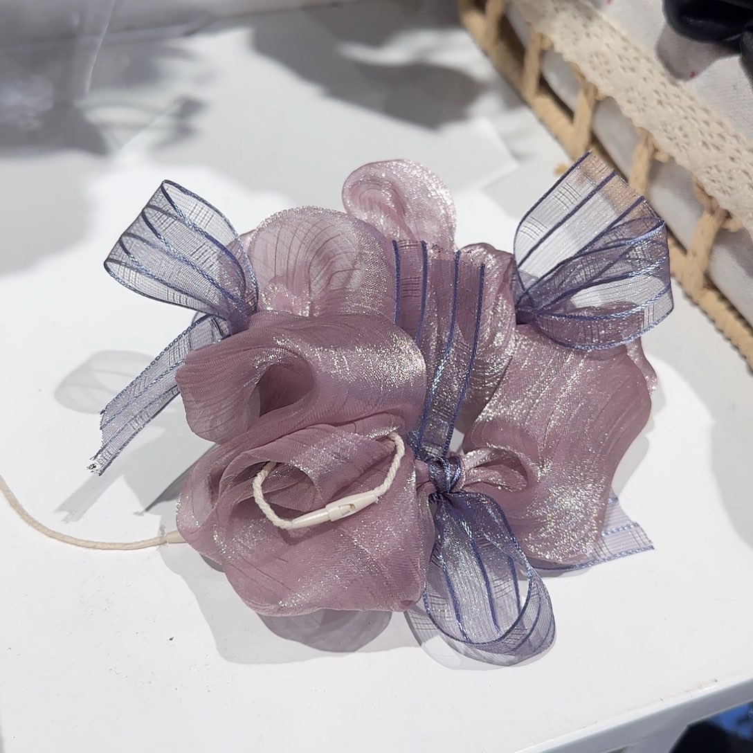 非金属布艺紫色流光纱 发圈