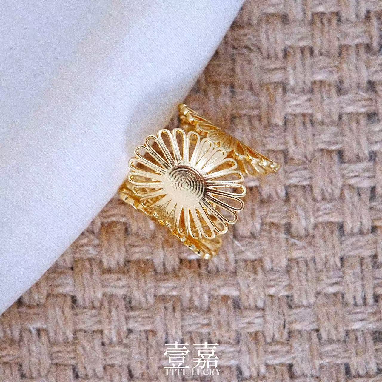 黄铜戒指 壹嘉黄铜戒指 法式风设计拉花轻奢百搭戒指YJ193