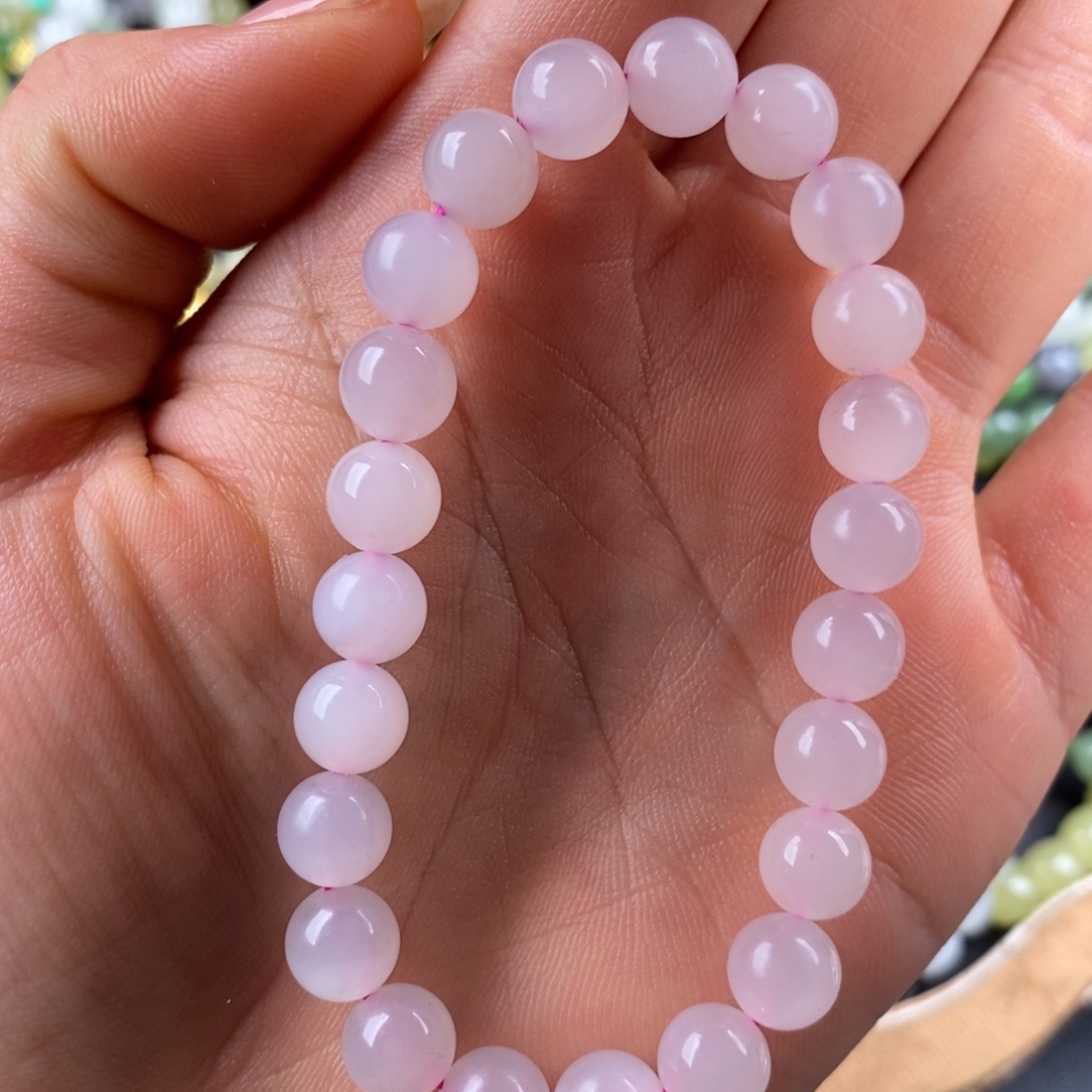 和田玉未镶嵌手串冰粉手串8mm