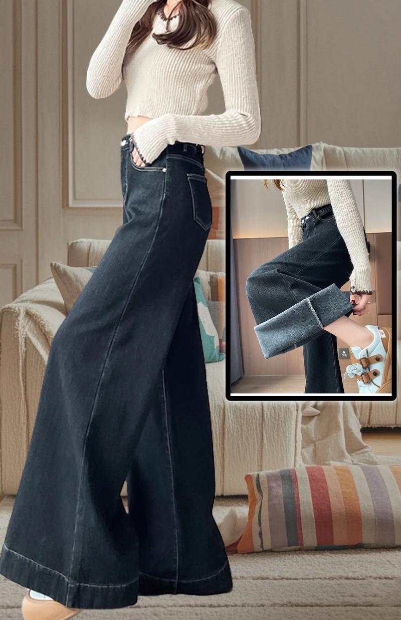 百搭显瘦长裤女多口袋高腰牛仔裤秋季春秋韩版秋冬