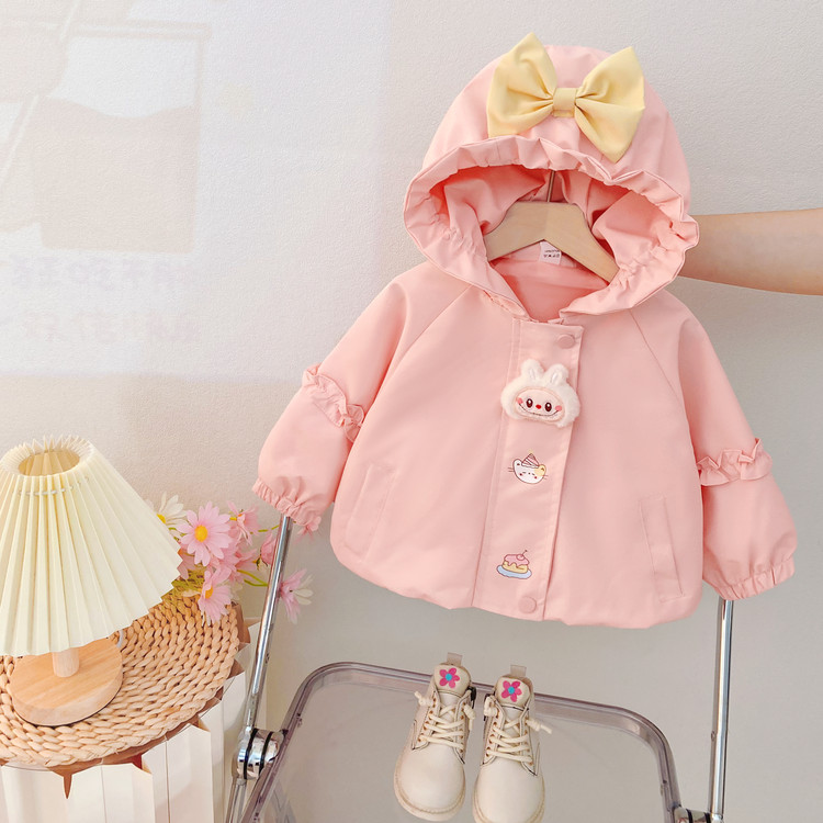 女童可爱拉布布连帽外套秋季新款女宝宝洋气外套儿童休闲风衣上衣