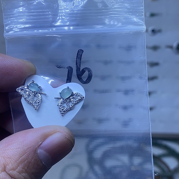 银S925镶嵌戒指翡翠耳钉