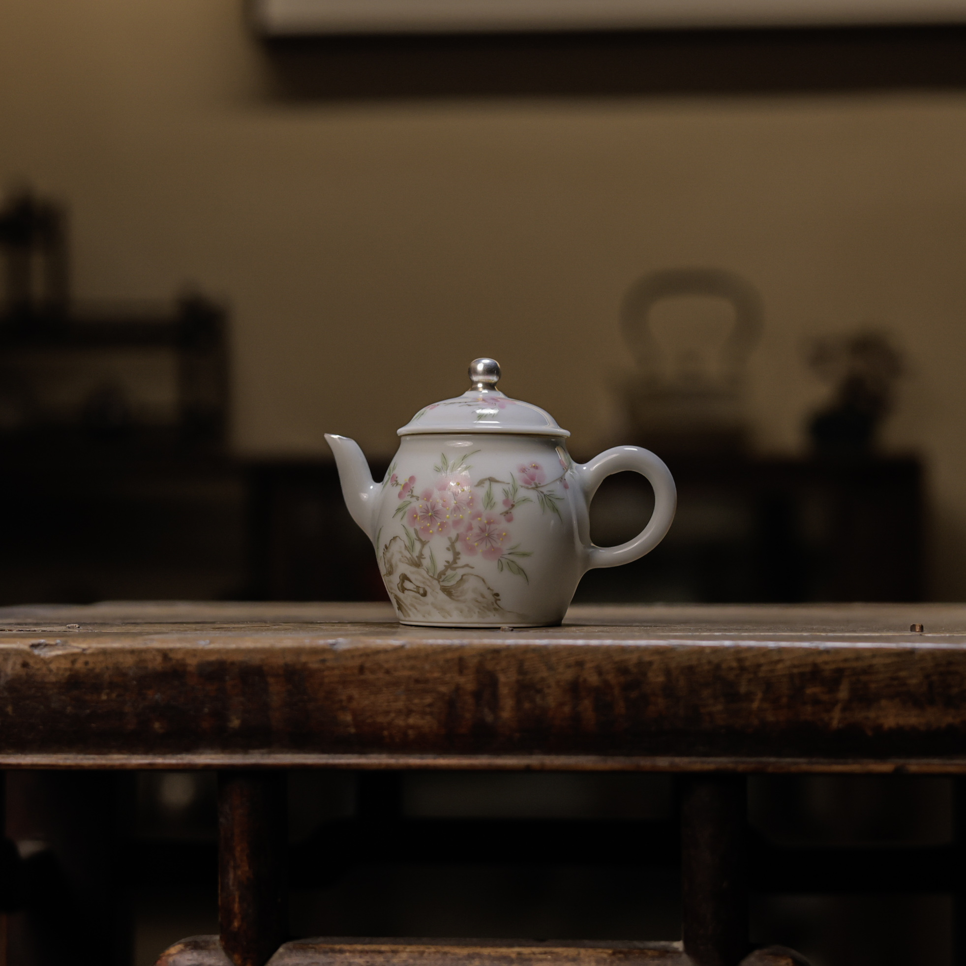 阿茶 桃花青灯壶(梵田里底款)（雲由梵田S0454）