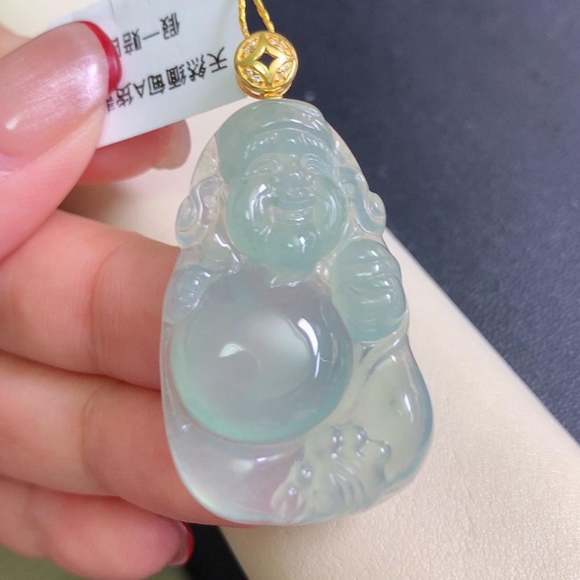 【闪购商品】翡翠颈饰18K金镶嵌财神