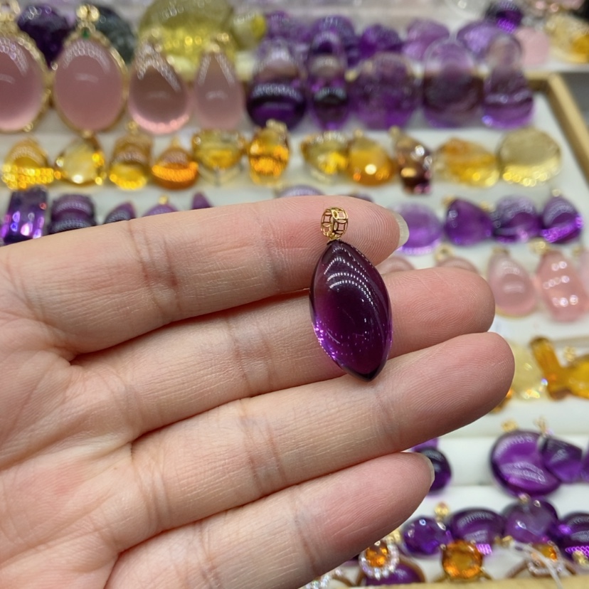 【闪购商品】水晶水晶吊坠18K金镶嵌