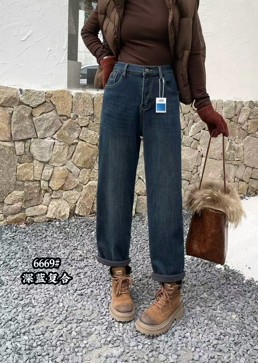 【加绒加绒】现货应季潮牌加绒老爹牛仔裤6669