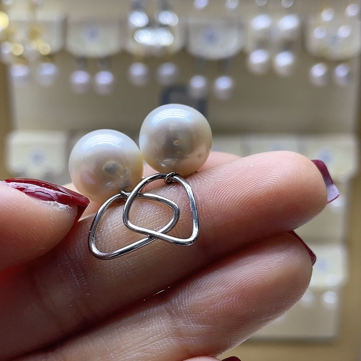 淡水珍珠耳饰银S925镶嵌