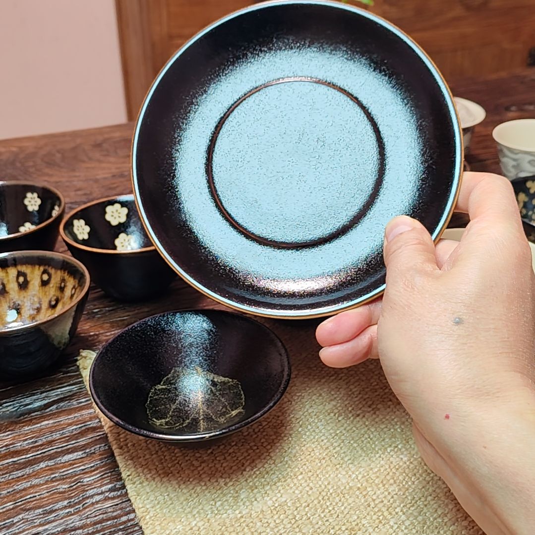 吉州窑原矿手工柴窑柴烧黑色釉壶承